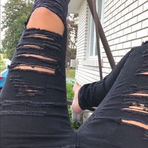 Black ripped skinny jeans!